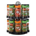 Premier Housewares Spice Rack with Spices Included | Free Rotating Standing Spice Jars for Cooking | Space Saving Seasoning Organizer | 16 Storage Containers for your Kitchen