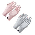 Andiker 2 Pairs UV Sun Protection Gloves Women, Summer Ice Silk Sunblock Gloves UPF50+ Full Finger Non-Slip Anti UV Gloves for Gloves Driving Riding Fishing