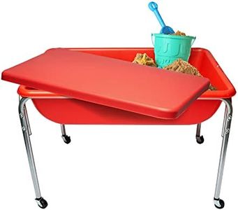 Children's Factory 24" Large Sensory Table, Sandbox with Lid, Water Table for Kids, Red