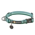 RUFFWEAR Web Reaction Collar, Small Dog Collar, Adjustable Martingale Collar with Aluminium V-Ring & Side Release, Fabric Reflective Dog Collar with Tubelock Webbing, 36-43cm, River Rock Green