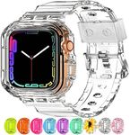 XYF Compatible for Crystal Clear Apple Watch Bands, 45mm 44mm 42mm 41mm 40mm 38mm Bumper Case for Men Women Jelly Sport Case Band for iWatch Ultra 2/1 Series 9 8 7 SE/6 5 4 3 2 1 (Clear, 42/44/45mm)