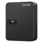 Uniclife 48 Keys Steel Key Cabinet of Combination Lock, Wall Mount Digital Security Lock Box, Black