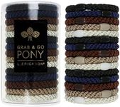 Brown and Black Hair Ties for Thick Hair, Grab & Go Pony Tube, 15 Pack, Neutral Pack, Thick No-Crease Bands with Strong Hold, Damage-Free Design, Versatile Everyday Neutrals | L. Erickson