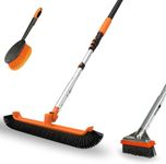 LAANPOLE 4-in-1 Pool Brush with Pole, Heavy Duty 18" Pool Brush Head, 5" Stainless Steel Brush and Hand-Held Pool Scrub Brush for Inground & Above Ground Pools, Pool Scrubber Brush with 12FT Pole