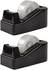 Yiautao 2Pcs Desktop Tape Dispenser Adhesive Roll Holder with Weighted Nonskid Base, Black (Tape not Included)