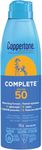 Coppertone Complete SPF 50 Sunscreen Spray, Lightweight and Moisturizing Spray Sunscreen, Water Resistant Sunscreen Broad Spectrum SPF 50 UVA/UVB Protection, Oxybenzone Free, 215mL