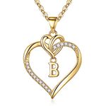 TINGN Heart Initial Necklaces for Women, 14K Gold Plated Heart Initial B Pendant Necklace Dainty Heart Necklaces Gold Heart Necklaces for Girlfriend Jewelry for Women Teen Girls Gifts