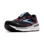 Brooks Women’s Adrenaline GTS 23 Supportive Running Shoe, Black/Knockout Pink/Aqua, 8