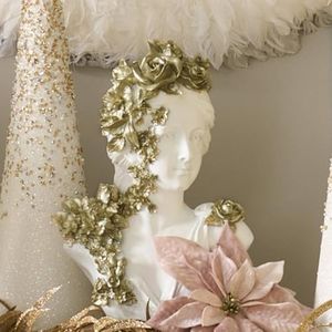 Z Gallerie Gold Floral Bust, Elegant Decorative Sculpture with Intricate Floral Embellishments, Luxe Resin Art Piece for Home & Gallery Display, Classic White & Gold Finish