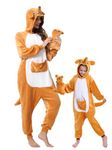 DKRUW Kids Onesie Pajamas Animal One Piece Kangaroo Costume Halloween Cosplay for Boys Girls Family (Kangaroo, 8Years)