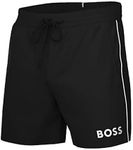 BOSS Mens Medium Length Solid Swim Trunk, Black, Small