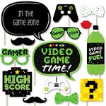 Big Dot of Happiness Game Zone - Pixel Video Game Party or Birthday Party Photo Booth Props Kit - 20 Count