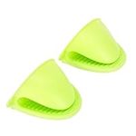 Barvivo Silicone Pot Holders - Mini Hot Pads and Oven Mitts - Set of 2 - Heat Insulator Kitchen Cooking Tool, Durable and Flexible, 1.9x3.3x4.3 in - Ideal for Handling Hot Pots and Pans - Green