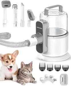 Simple Way Dog Grooming Vacuum, 3 Level Pet Vacuum Grooming Kit with 2.1L Large Pet Grooming Vacuum，6 in 1 Pet Grooming Kit for Dogs, Dog Vacuum Brush for Shedding Grooming (Pure White)