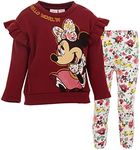 Disney Minnie Mouse Toddler Girls Pullover Fleece Sweatshirt and Leggings Outfit Set Multicolor 3T