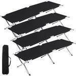 Barydat 4 Pcs Folding Camping Cot for Adult Outdoor Portable Sleeping Cot Sports Lightweight Camping Cot with Carry Bag Easy to Set up Tent Cot for Outdoor Travel Hunting Hiking Backpacking, Black