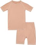 VAENAIT BABY Infant Toddler Junior Summer Rayon from Bamboo Pajamas Short Pjs 2pcs Set Stitch Milkorange 2XL