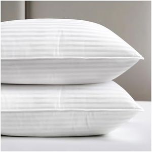 viewstar Bed Pillows Queen Size 2 Pack, Soft Support Side Sleeper Hotel Pillow for Back and Stomach Sleeping, Striped White-Soft