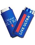 2019 Michelob Ultra Slim Line Can Cooler -2 PACK Coolie LIVE ULTRA