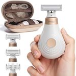 Trimcoo H3 Mini Bikini Trimmer for Women - Travel Friendly Electric Razors w/Travel Case, Replaceable Magnetic Blade, USB-C Rechargeable, Portable Body Hair Shaver, Waterproof Wet/Dry Groomer, White