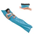 Kaket Sleeping Bag Liner 210 x 70 cm, Camping Sleep Bag Liner with Pillow Slot, Portable Lightweight Travel Sheet for Camping Hostels Picnic Hiking (Sky Blue)