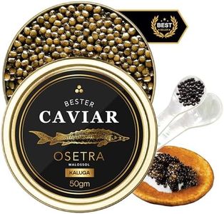 BESTER CAVIAR Premium Kaluga River Beluga Caviar – Traditionally Harvested Malossol Caviar with 1 Mother of Pearl Spoon – Single Tin (1.76 oz / 50 gr)