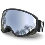 ACURE Ski Goggles, Snow Snowboard Goggles for Men Women Adult Youth, OTG - Over The Glasses with Anti Fog UV400 Protection (Silver)