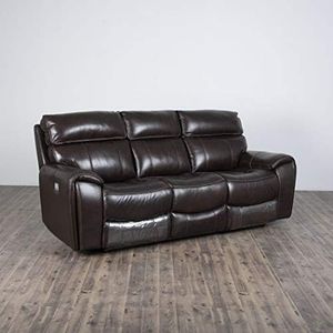 Home Centre Helsinki Solid Three-Seater Electric Recliner - Brown, Leather, PVC and Pine Wood