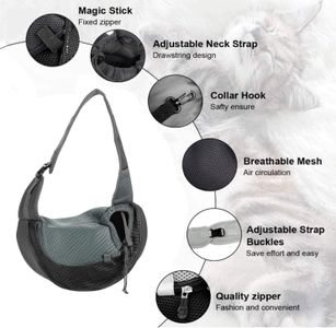 Mesh Dog Carrier Sling for Small Pets, 4-8lb Capacity