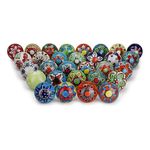 FURNISHFUL FINESSE Cabinet Multicolor Assorted Ceramic Drawer Pull Handle Kitchen Cupboard Wardrobe Knob Boho Room Decorative Furniture Hardware Dresser Drawers Knobs-Pack of 30