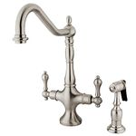 Kingston Brass KS1778ALBS Heritage Kitchen Faucet, Brushed Nickel, 8-1/4-Inch