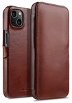 STILGUT Book Case Compatible with iPhone 13 Mini (5.4 Inch) Leather Case with Clip Closure, Flip Case, Mobile Phone Case, Leather Case - Cognac Nappa