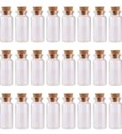 VRB DecTM Mini/Tiny Glass Jars with Wood Cork Stoppers, Wishing/Message Bottle for Decorations Lovely Small Wish Bottle Tiny Clear Empty Wishing Glass Message Vial with Cork Jars (Pack of 36 Pcs)