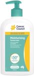 Cancer Council Moisturising Sunscreen SP50+ Daily Sunblock 500ml - Broad Spectrum UVA/UVB Sun Protection, Water-Resistant, Enriched with Aloe Vera & Vitamin E, Fragrance-Free