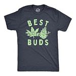 Mens Best Buds T Shirt Funny 420 Pot Weed Smoking Lovers Tee For Guys Crazy Dog Men's Novelty T-Shirts With 420 Sayings With Sarcastic Sayings Soft Comfortable Funny T Shirts fo Heather Navy - BUD 4XL