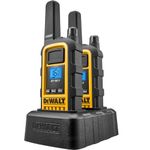 DeWALT Long Range Walkie Talkies for Adults - Professional Rechargeable Walkie Talkies with Charging Dock, VOX Licence-Free Handheld Two Way Radios for Work, Construction & Warehouse Teams. 2 Pack
