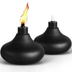 FAN-Torches 2 Pack Metal Table Top Torches, 24.5oz Citronella Torches for Outside, Refillable Flame Light Torch, Decorative Tabletop Lantern for Yard, Patio, Deck, Garden, Party, Landscape