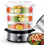 FOHERE Food Steamer, 9.5 Quart 3-Tier Stackable Baskets Electric Vegetable Steamer