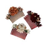 Accessher Multicolor Acrylic Comb Indo Western Fancy Hair Clip/Side Pin/Comb Pin/Jooda Pin Hair Accessories with Cloth flower for women and girls pack of 3