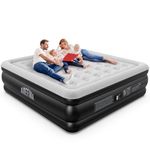 Airefina 18" Air Mattress King with Built-in Pump, Inflatable Bed in 3 Mins Self-Inflation/Deflation, Flocked Surface matelas gonflable Blow Up Bed for Home Portable 203x193x46cm, 750lb MAX