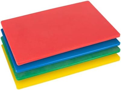 Argon Tableware Plastic Chopping Board - Multicolour - Pack of 4-45cm x 30cm - Thick Colour Coded Kitchen Professional Catering Cutting Block Mat for Dairy, Seafood, Vegetables and Meat