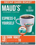 Maud's Decaf Espresso Coffee (Decaf Espress-O Yourself) 18ct. Solar Energy Produced Recyclable Single Serve Decaf Espresso Coffee Pods, 100% Arabica Coffee California Roasted, KCup Compatible