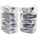 Taylor & Brown Set of 10 Clear Corrugated Plastic Shoe Storage Boxes with Handle 18x30x9.5cm - Stackable and Foldable for Ladies Men - Transparent Shoe Organiser