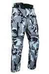 Texpeed Mens Grey Camouflage Waterproof Armoured Motorcycle Motorbike Biker Trousers/Pants With CE Armour (EN 1621-1) - (34W / 32L)