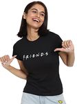 Bewakoof Official Friends Merchandise Women's Printed Slim Fit Half Sleeve Round Neck Cotton T-Shirt