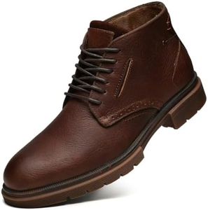 Arkbird Men's Chukka Boots, Leather Ankle Dress Boot Casual Oxfords Lace Up Work Shoes Brown 13