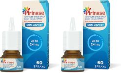 Pirinase Nasal Spray, Hayfever Relief for Adults, Once a Day Dose for Blocked Nose Relief, 60 Sprays (Pack of 2)