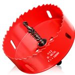 4 1/4 inch Hole Saw for Wood, 108mm Diameter HSS Bi-Metal Hole Cutter Circular Drill Bit for Plastic, Drywall, Plasterboard, Fiberglass and Vent Pipe, 3/8” Hex Shank