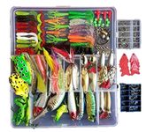 275Pcs Fishing Lure Set Kit Soft and Hard Lure Baits Tackle Set Bionic Bass Trout Salmon Minnow Popper Crank Rattlin Pencil Plastic Topwater Frogs Lure Metal Lures Spinner