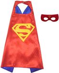 linenaffairs Fancy Dresses Superhero Costume_ Red Superman Cape + Eye Mask| Fancy Costume- Superman Style (Polyester Material), Universal Size For Kids| Color: Red - Pack Of 2